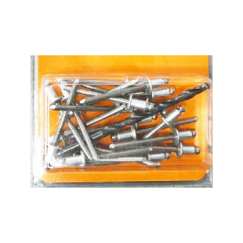 KIT 20 RIVETS INOX + FORET 4.8mm SILENCIEUX ECHAPPEMENT