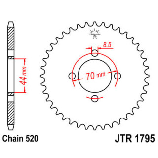 Couronne JT SPROCKETS 22 dents acier, pas 520 type 1795 - SUZUKI LT80