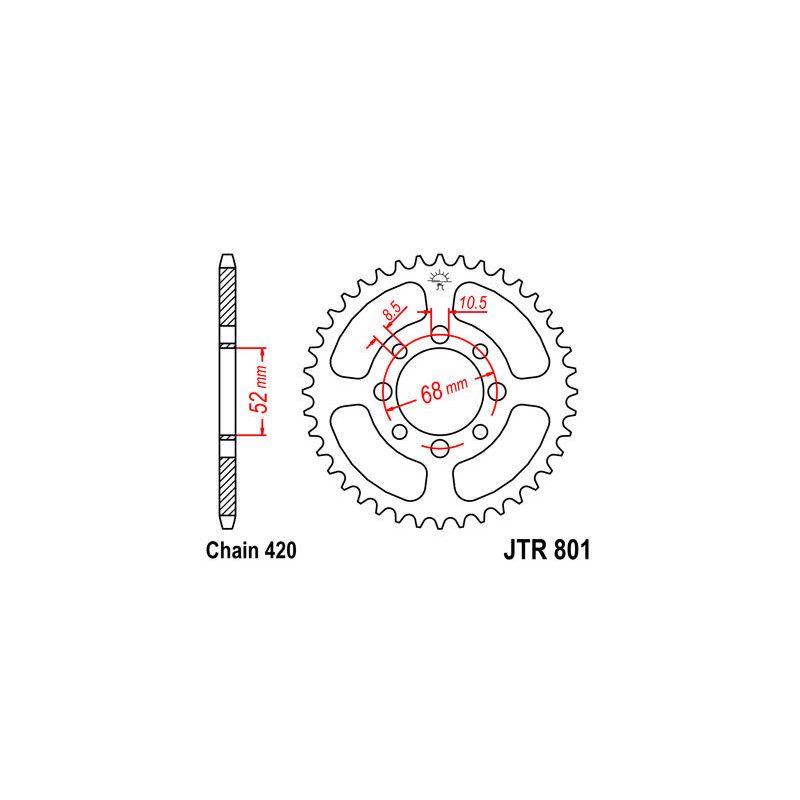 COURONNE 37 DENTS EN ACIER - JT Sprockets type 801 - SUZUKI 50 LT