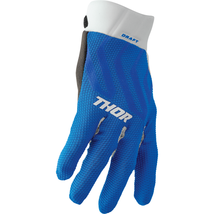 Gants cross THOR Draft bleu blanc | MX-Quad