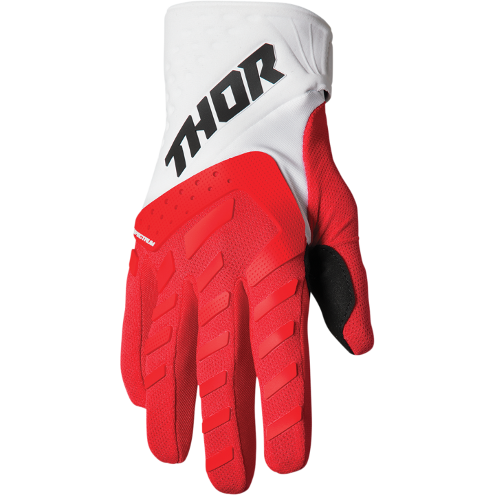 Gants cross THOR Spectrum rouge blanc | MX-Quad