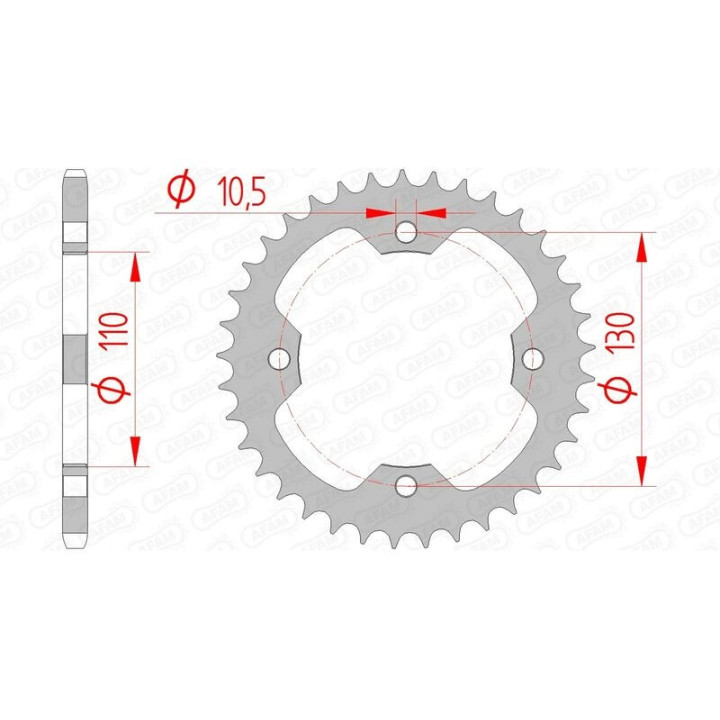 COURONNE AFAM ACIER 38 dents KFX 450 2007/17