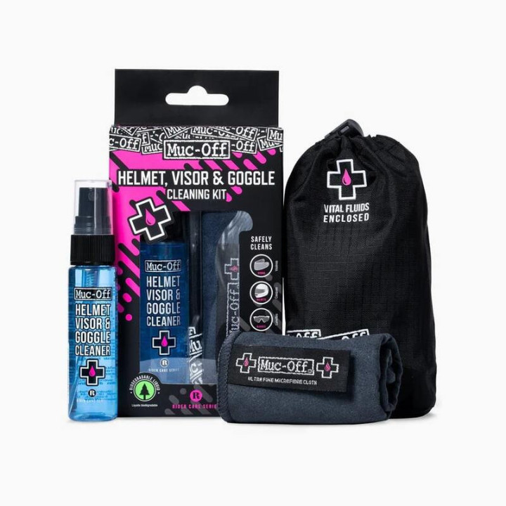Kit d'entretien pour casque moto visière lunettes MUC-OFF