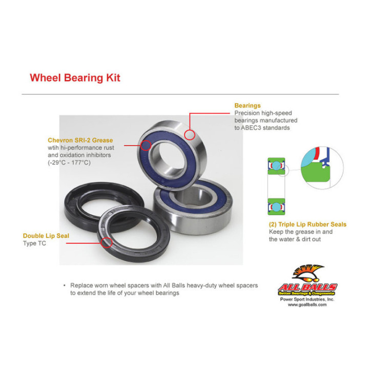 KIT ROULEMENTS DE ROUE AVANT ALL BALLS KTM XC 450 525 2008-2009 SX 450 505 2009-2010