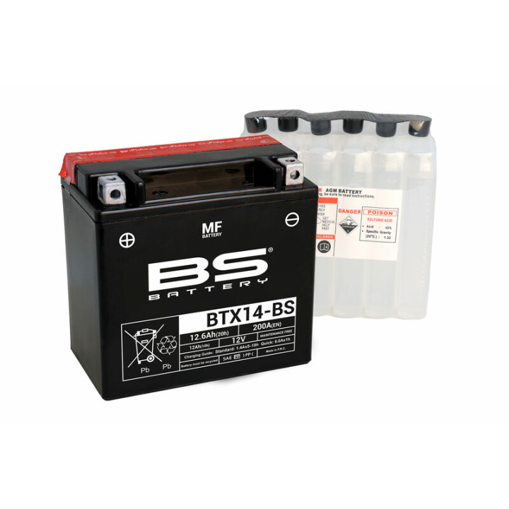 Batterie BS YTX14-BS pour KFX 700 2004-2008 | MX-Quad