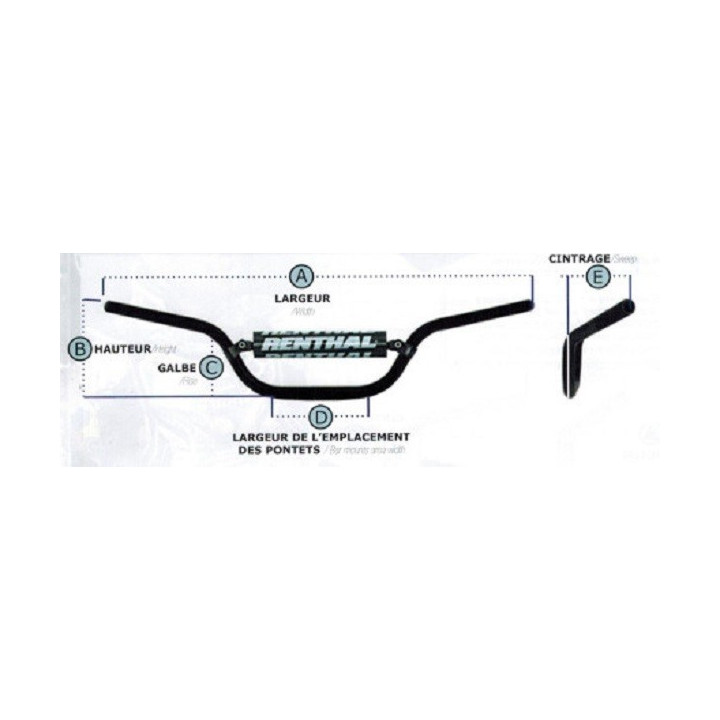 GUIDON 22mm RENTHAL CLASSIC QUAD ARGENT 200 BANSHEE