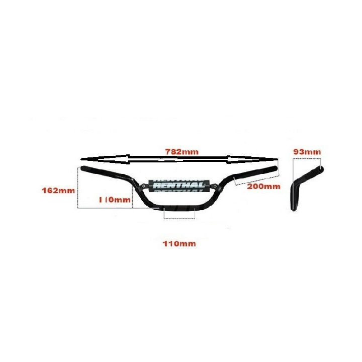 GUIDON 22mm RENTHAL CLASSIC QUAD ARGENT TRX 400/450 ET LTZ 400