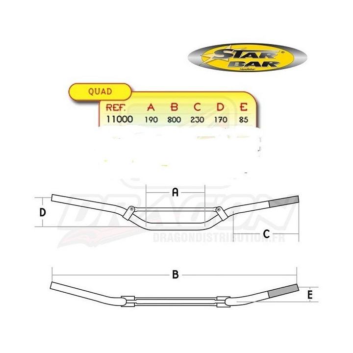 GUIDON QUAD ALU STAR BAR 22mm